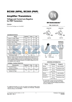 BC368ZL1 datasheet - Amplifier Transistors