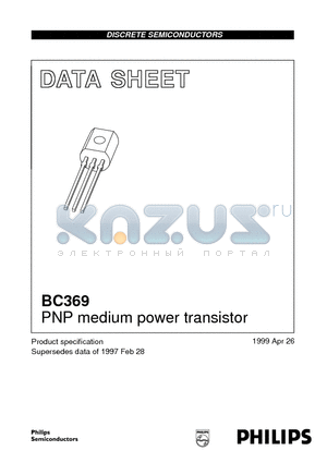 BC369 datasheet - PNP medium power transistor