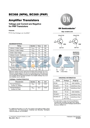 BC369ZL1 datasheet - Amplifier Transistors