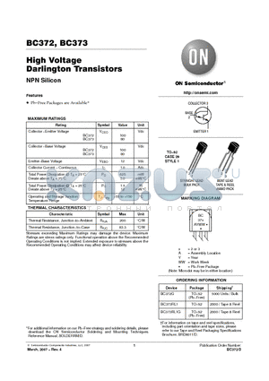 BC372_07 datasheet - High Voltage Darlington Transistors