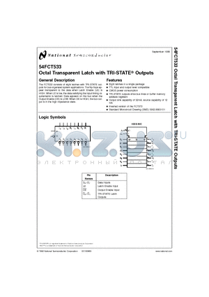 54FCT533L datasheet - Octal Transparent Latch with TRI-STATE Outputs