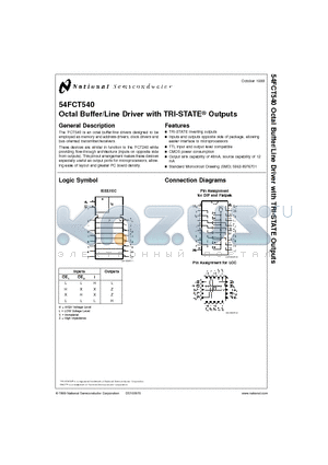 54FCT540 datasheet - Octal Buffer/Line Driver with TRI-STATE Outputs