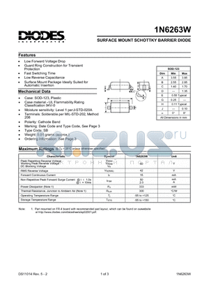 1N6263W datasheet - SURFACE MOUNT SCHOTTKY BARRIER DIODE