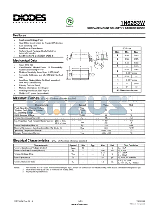 1N6263W_ datasheet - SURFACE MOUNT SCHOTTKY BARRIER DIODE