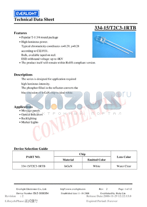 DLE-0000354 datasheet - Popular T-1 3/4 round package