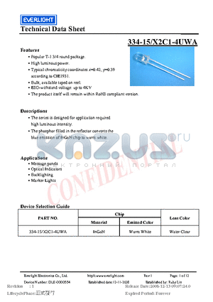 DLE-0000554 datasheet - Popular T-1 3/4 round package