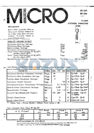BC445 datasheet - SILICON EPITAXIAL TRANSISTOR