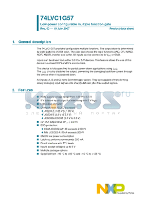 74LVC1G57GF datasheet - Low-power configurable multiple function gate