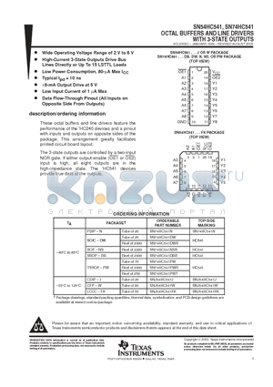 54HC541 datasheet - OCTAL BUFFERS AND LINE DRIVERS WITH 3-STATE OUTPUTS