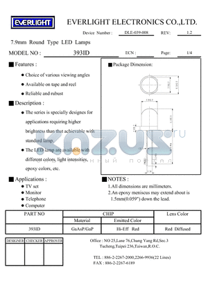 DLE-039-008 datasheet - 7.9mm ROUND TYPE LED LAMPS