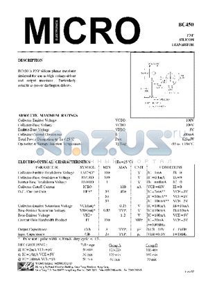 BC450 datasheet - PNP SILICON TRANSISTOR