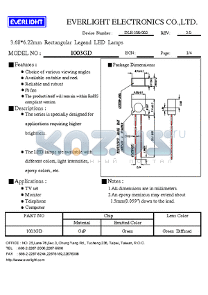 DLE-100-002 datasheet - 3.68*6.22mm Rectangular Legend LED Lamps