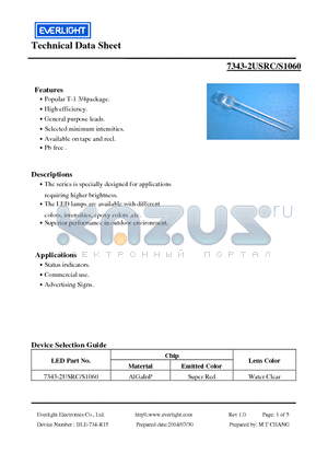 DLE-734-R15 datasheet - Popular T-1 3/4package.