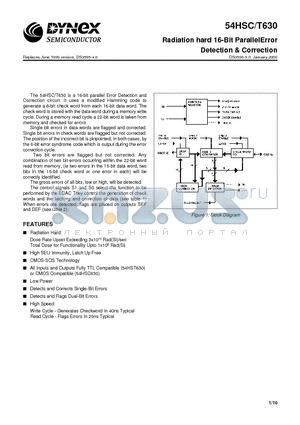 54HSC datasheet - Radiation hard 16-Bit ParallelError Detection & Correction