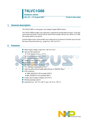 74LVC1G66GF datasheet - Bilateral switch