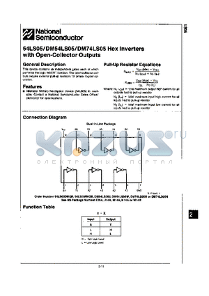 54LS05DMQB datasheet - HEX INVERTERS WITH OPEN-COLLECTOR OUTPUTS
