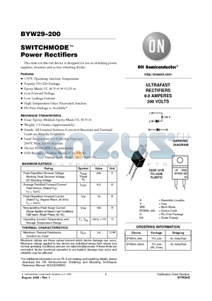 BYW29-200 datasheet - SWITCHMODE TM Power Rectifiers