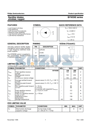BYW29E-150 datasheet - Rectifier diodes ultrafast, rugged