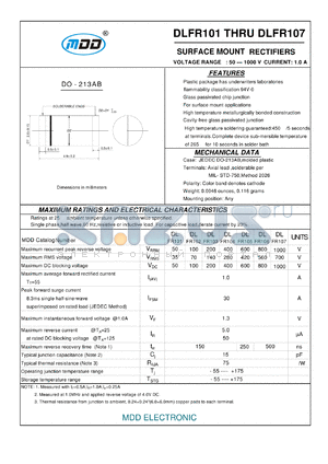 DLFR103 datasheet - SURFACE MOUNT RECTIFIERS