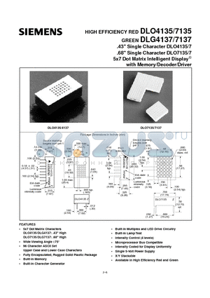 DLG7137 datasheet - 43/68 Single Character DLO4135/7 5x7 Dot Matrix Intelligent Display