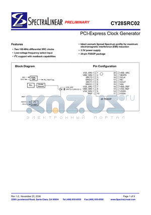 CY28SRCZXC-02T datasheet - PCI-Express Clock Generator