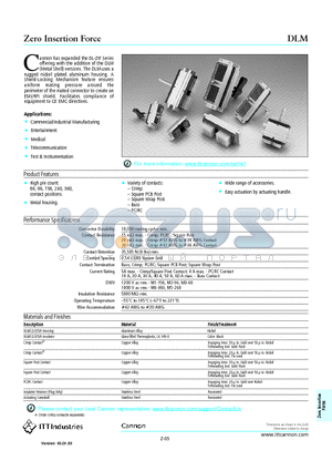 DLM datasheet - Zero Insertion Force