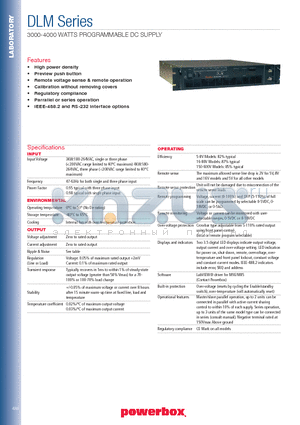 DLM150-20E datasheet - 3000-4000 WATTS PROGRAMMABLE DC SUPPLY