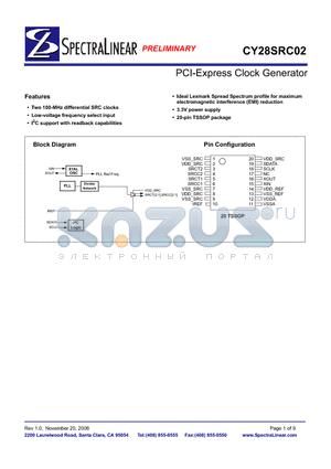 CY28SRCZXC-02 datasheet - PCI-Express Clock Generator