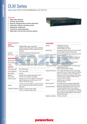 DLM16-250E datasheet - 3000-4000 WATTS PROGRAMMABLE DC SUPPLY