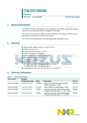 74LVC1GU04GM datasheet - Inverter