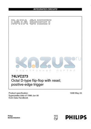 74LVC273DB datasheet - Octal D-type flip-flop with reset; positive-edge trigger