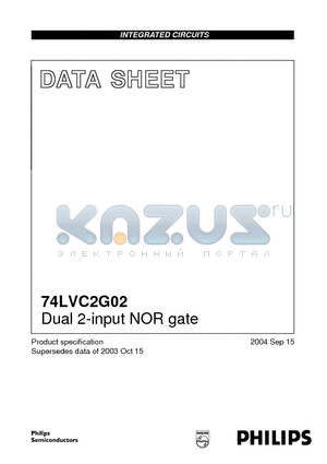 74LVC2G02 datasheet - Dual 2-input NOR gate