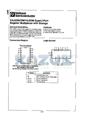 54LS298DMQB datasheet - QUAD 2-PORT REGISTER MULTIPLEXER WITH STORAGE