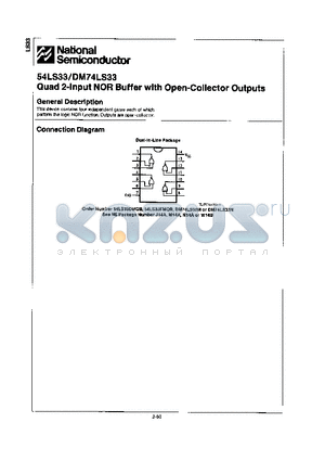 54LS33 datasheet - QUAD 2-INPUT NOR BUFFER WITH OPEN-COLLECTOR OUTPUTS