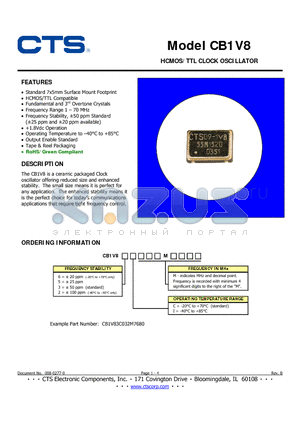 CB1V8 datasheet - HCMOS/TTL CLOCK OSCILLATOR