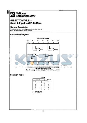 54LS37DMQB datasheet - QUAD 2-INPUT NAND BUFFERS