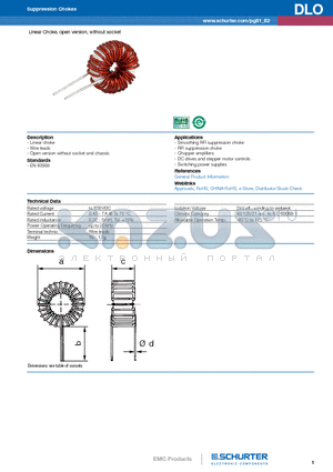 DLO1-24-0007 datasheet - Linear Choke, open version, without socket