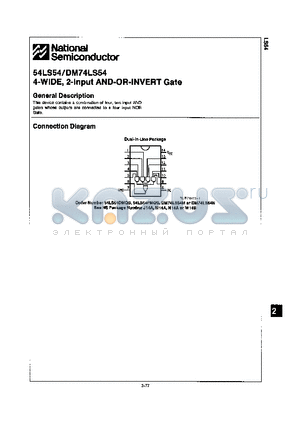 54LS54 datasheet - 4-WIDE, 2-INPUT AND-OR-INVERT GATE