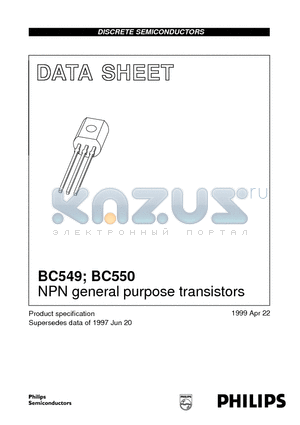BC550 datasheet - NPN general purpose transistors