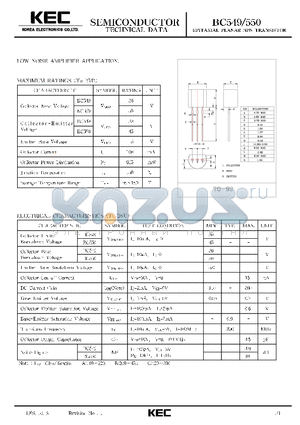 BC550 datasheet - EPITAXIAL PLANAR NPN TRANSISTOR (LOW NOISE AMPLIFIER)