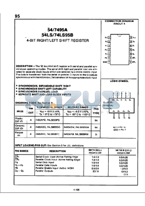 54LS95B datasheet - 4-BIT RIGHT/LEFT SHIGT REGISTER