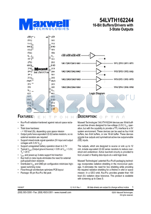 54LVTH162244RPFE datasheet - 16-Bit Buffers/Drivers with 3-State Outputs