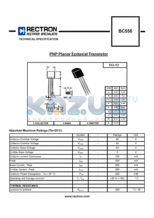 BC556 datasheet - PNP Planar Epitaxial Transistor