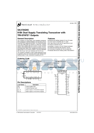 54LVX4245W-QML datasheet - 8-Bit Dual Supply Translating Transceiver with TRI-STATE Outputs