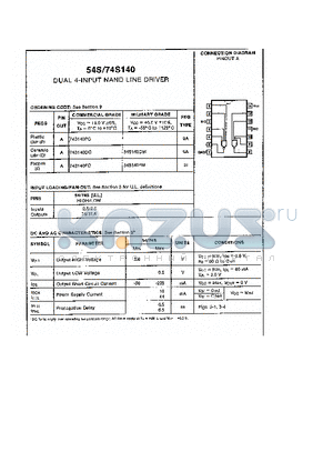 54S140 datasheet - DUAL 4-INPUT NAND LINE DRIVER