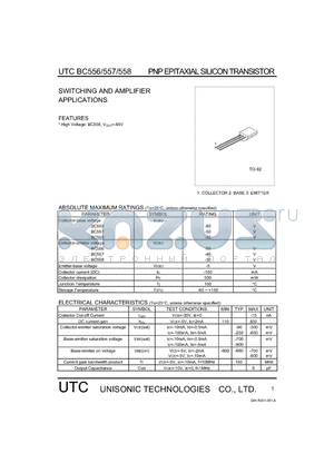 BC557 datasheet - SWITCHING AND AMPLIFIER APPLICATIONS