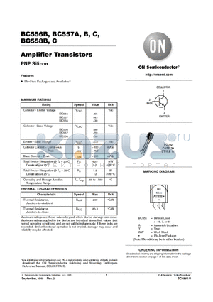BC557AZL1 datasheet - Amplifier Transistors PNP Silicon