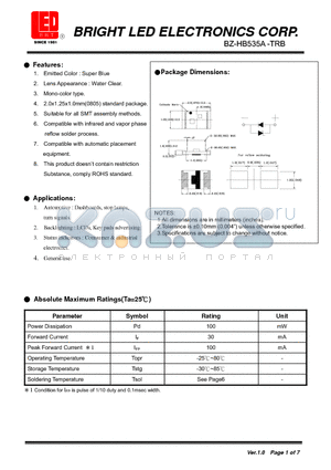 BZ-HB535A-TRB datasheet - Automotive : Dashboards, stop lamps, turn signals.