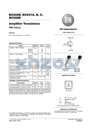 BC557CZL1G datasheet - Amplifier Transistors