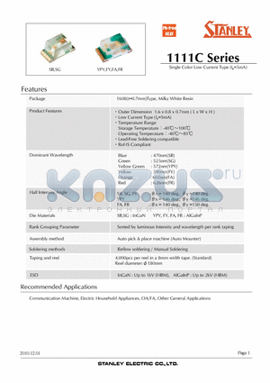 111C datasheet - Single Color Low Current Type